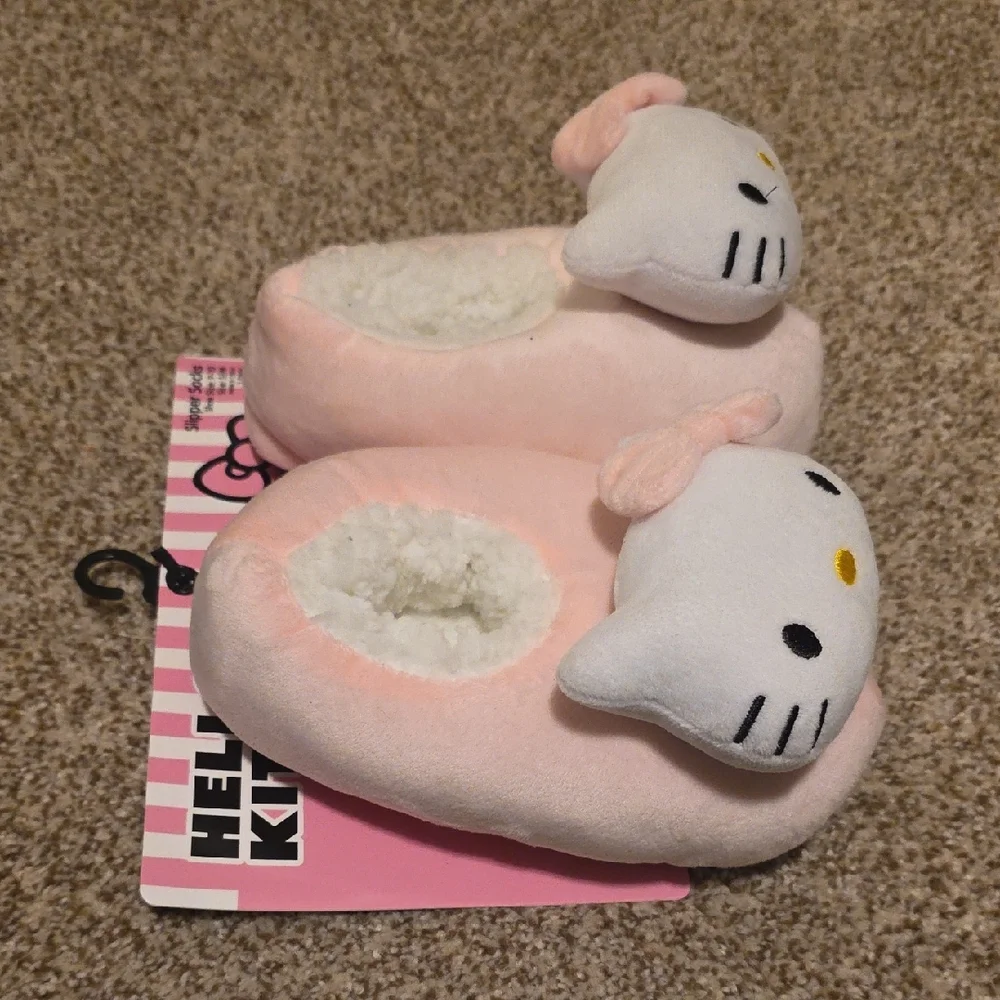 Hello Kitty Pink and Black Plush Slippers